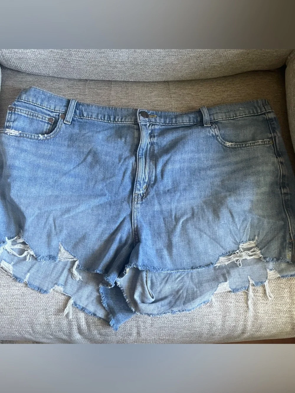 Aerie Womens Plus XXL Denim Shorts Cutoff Distressed Size Stretchy Blue T2 - Picture 1 of 9